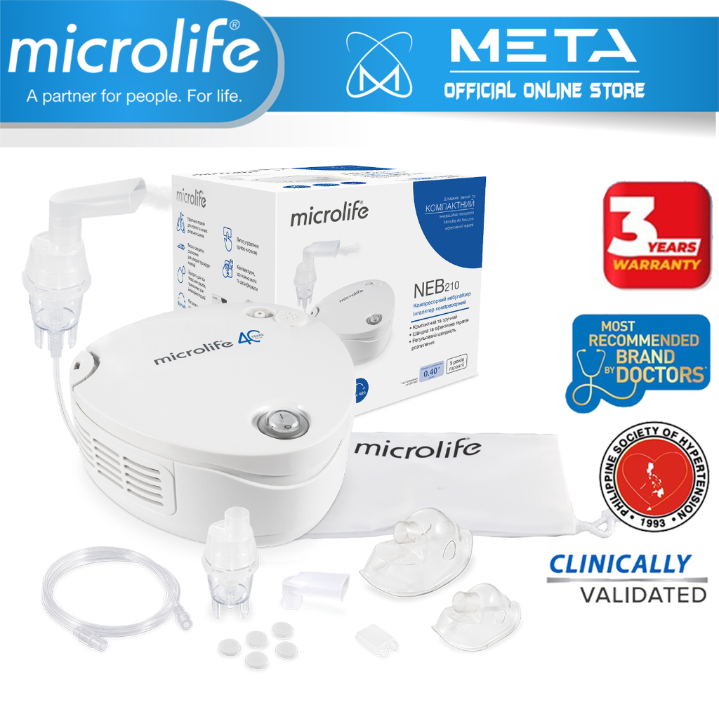 Máy Xông Khí Dung Mũi Họng Microlife NEB 210 Chính Hãng | Kích Thước Hạt Xông Nhỏ, Có Thể Điều Chỉnh Được Tốc Độ Phun