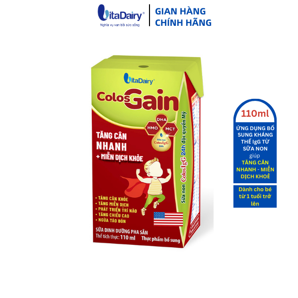 SBPS Colos Gain 110ml giúp bé tăng cân khỏe, giảm táo bón, tiêu hóa khỏe ( thùng 48 hộp ) - VitaDairy