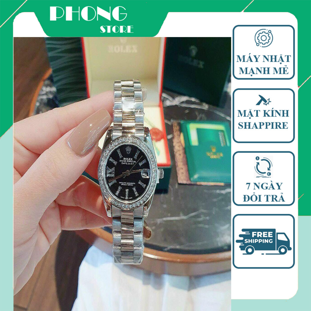 Đồng hồ nữ máy nhật mặt size 32mm đính hạt dây hợp kim đúc CAO CẤP