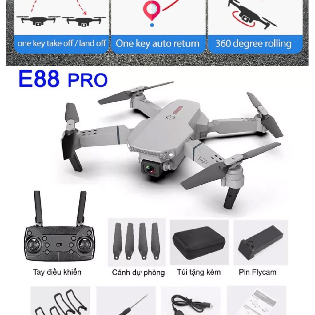 【Vận chuyển từ Hồ Chí Minh】Máy Bay Điều Khiển Từ Xa Flycam E88 Camera Quadcopter UAV Với Bản Nâng Cấp | BigBuy360 - bigbuy360.vn