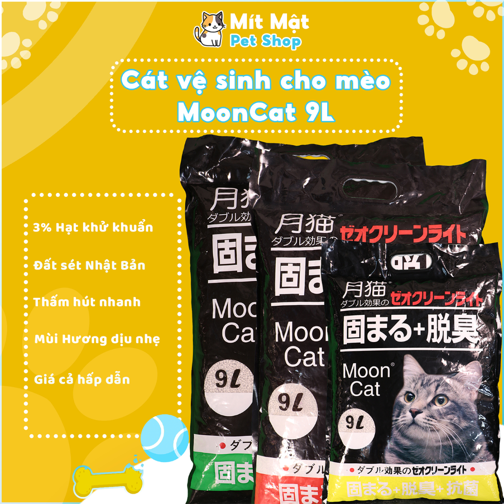 Cát vệ sinh cho mèo 9L cát Nhật đen Mooncat 9L siêu vón khử mùi chuẩn chính hãng đảm bảo - Cat Litter - Mít Mật Pet Shop