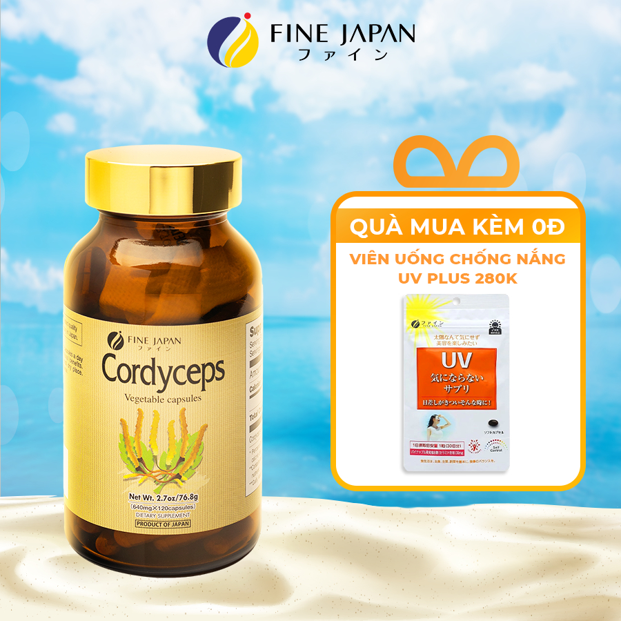 Viên Đông Trùng Hạ Thảo Nhật Bản, giúp Bổ Phổi, Tăng Sức Đề Kháng - Cordyceps FINE JAPAN (Hộp 120 Viên)