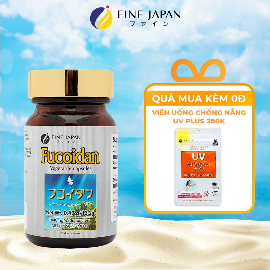 Tảo Okinawa Fucoidan Xanh Nhật Bản Hỗ Trợ Điều Trị Ung Thư - Fine Japan Fucoidan (Hộp 30 Viên)