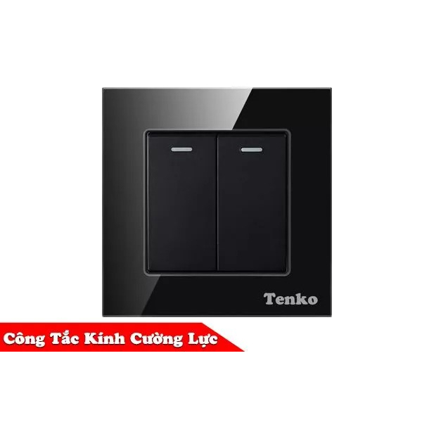 Công Tắc Âm Tường Mặt Kính Cường Lực Tenko TK-F71-D-02 Màu đen