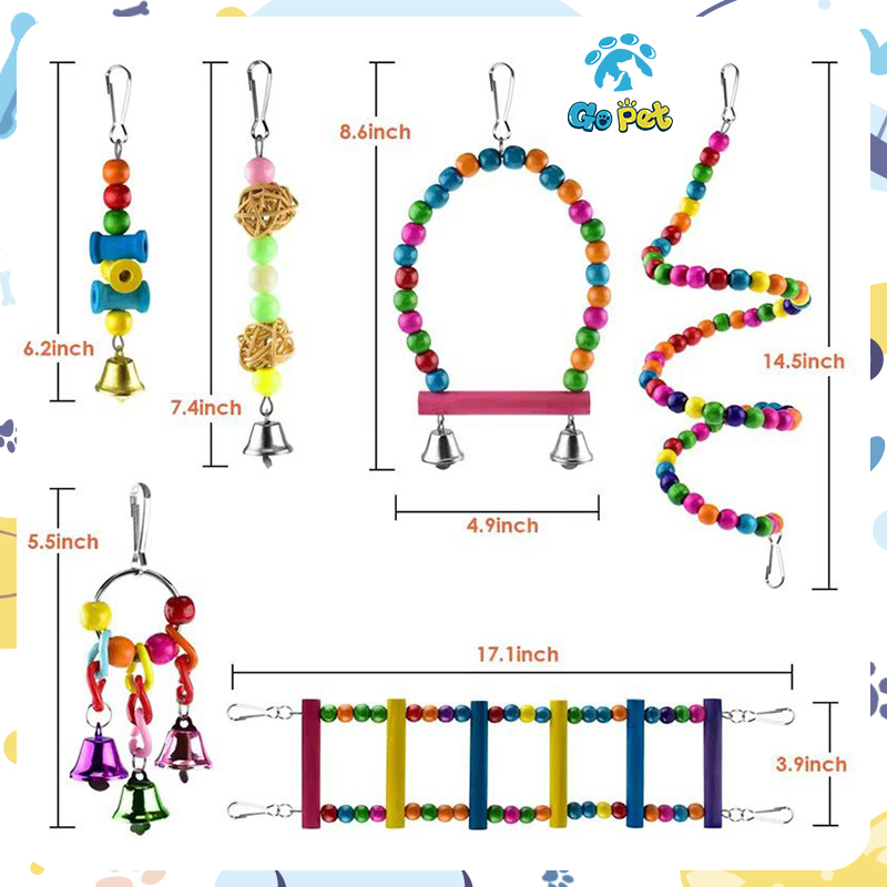 10 Bộ Đồ Chơi Cho Vẹt Treo Có Chuông  Cho Vẹt Cưng đồ chơi cho chim vẹt