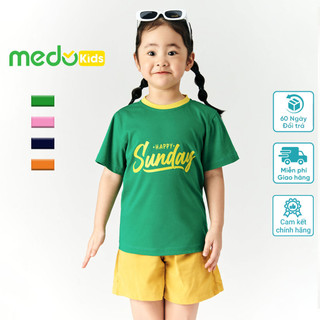 Áo thun bé gái Medokids MD06 xanh lá in các ngày trong tuần chất liệu cotton mềm mại, co dãn, thấm hút tốt