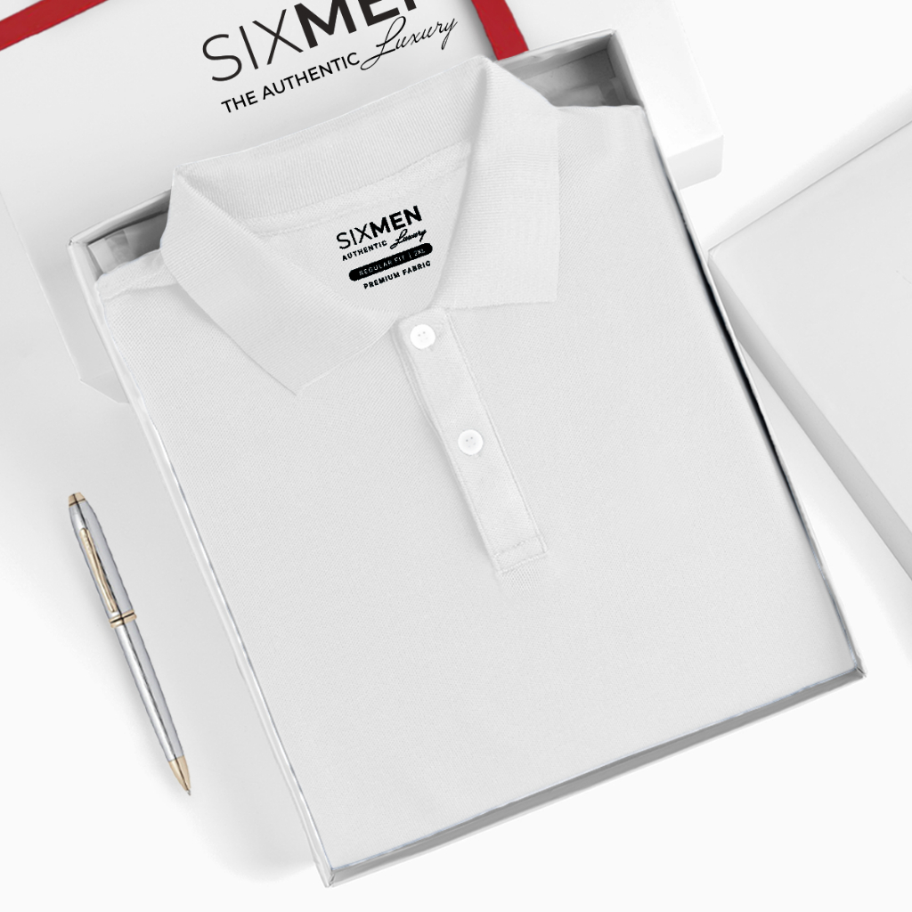 Áo thun Polo Cao Cấp Nam cổ bẻ SIXMEN - Trắng trơn - Thoáng mát, sang trọng