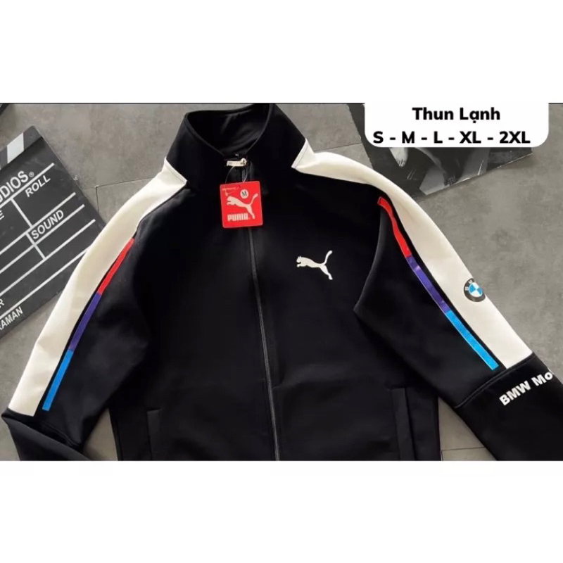 Áo Khoác Thể Thao Nam Nữ Màu Đen Viền Trắng Chất Thun Poly 2 Da Cao Cấp, Vải Mềm Mịn, Thoáng Mát áo khoác thu đông
