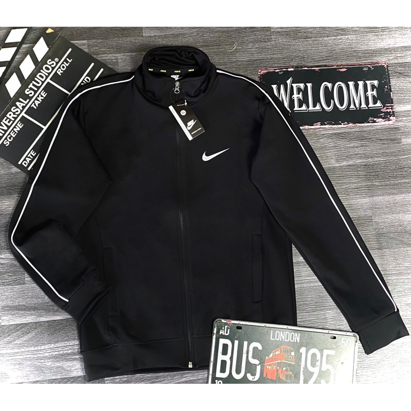 Áo Khoác Thể Thao Nam Nữ Màu Đen Viền Trắng Chất Thun Poly 2 Da Cao Cấp, Vải Mềm Mịn, Thoáng Mát áo khoác thu đông