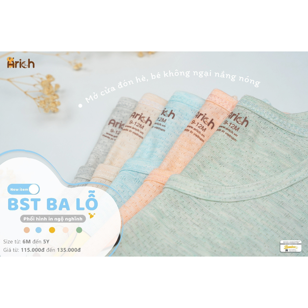 BA LỖ HÈ SỢI TRE 2023 THƯƠNG HIỆU ARICH