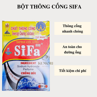 Bột thông tắc cống & ống thoát nước sifa cực mạnh chống tắc nghẽn đường ống nghẹt bồn cầu kumori
