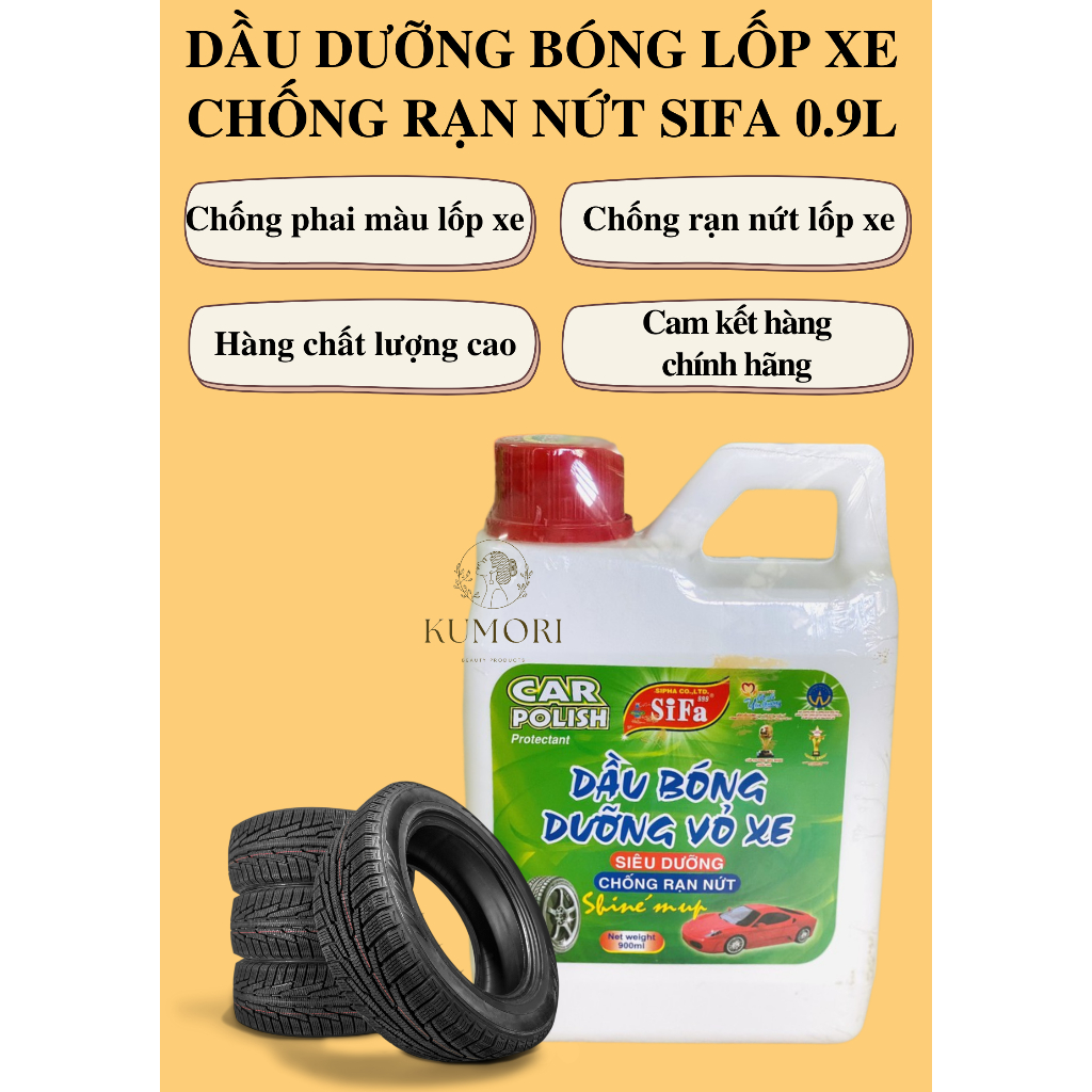 DUNG DỊCH DƯỠNG BÓNG LỐP XE CHỐNG RẠN NỨT SIFA 0.9L dung dịch chăm sóc vỏ xe hơi xe máy ô tô dầu đánh bóng lốp oto