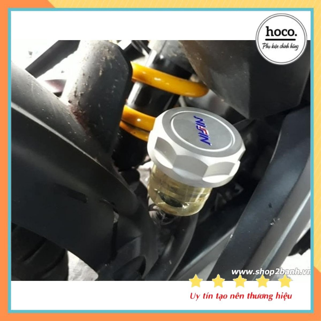 Bình dầu nissin nhựa trắng trong nắp nhôm cnc lắp thắng đĩa xe máy