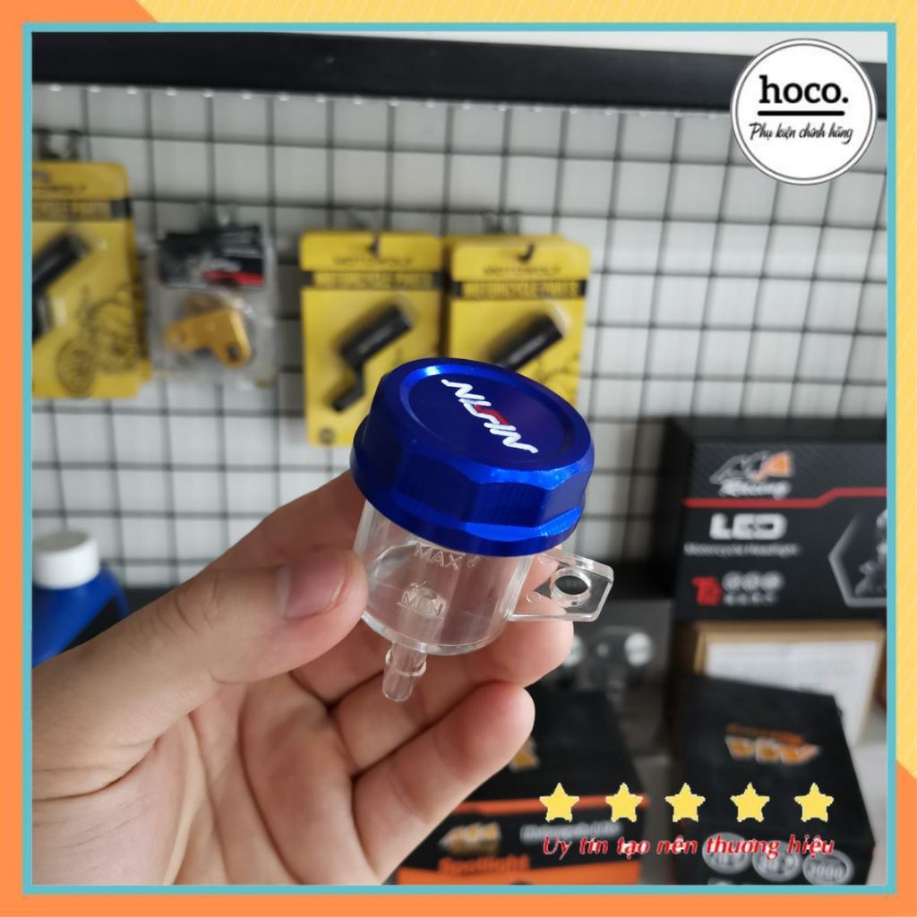 Bình dầu nissin nhựa trắng trong nắp nhôm cnc lắp thắng đĩa xe máy