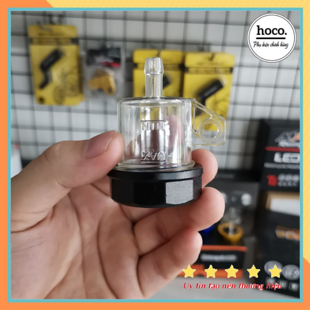 Bình dầu nissin nhựa trắng trong nắp nhôm cnc lắp thắng đĩa xe máy