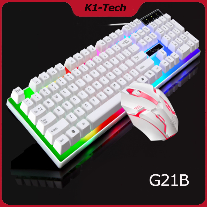 Bộ bàn phím kèm chuột gaming có dây giả cơ tích hợp bật tắt chế độ đèn led tiện lợi dành cho game thủ, văn phòng