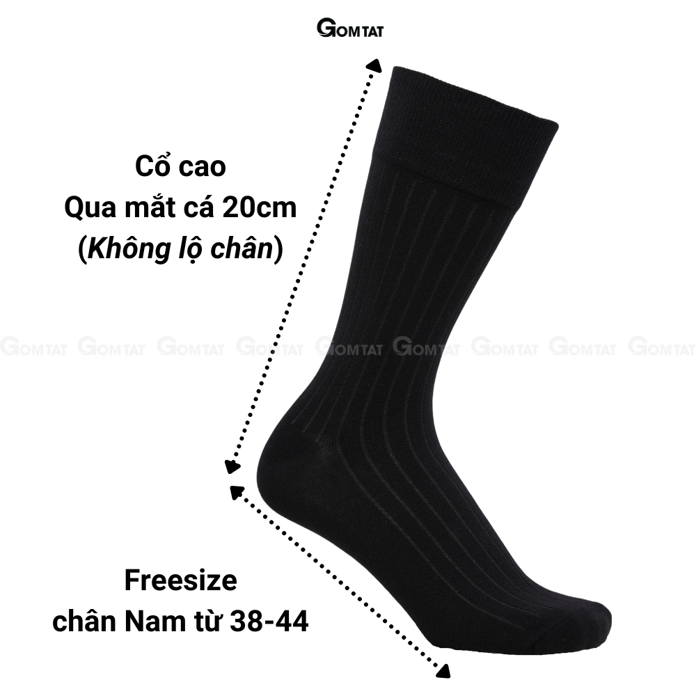 Hộp 5 đôi tất nam cổ cao công sở GOMTAT mẫu gân chìm, chất liệu cotton cao cấp thoáng khí - GOM-TAYGANCHIM-DEN-CB5