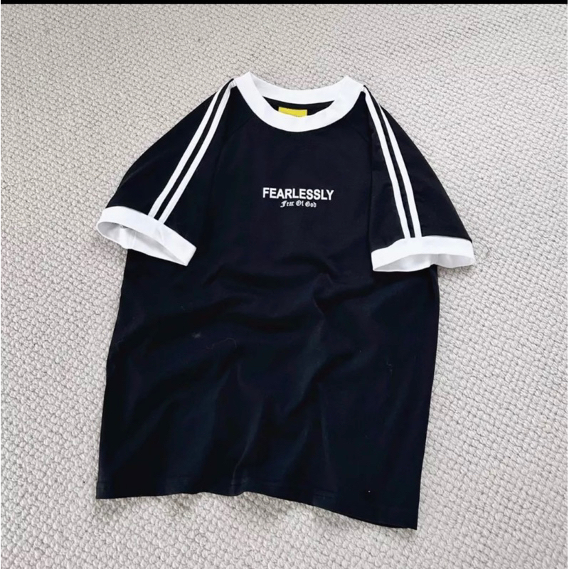 Áo Thun Form Fit FEARLESSLY. Áo Baby Tee Phối Tay Sọc Chất Cotton Co Giãn cá tính