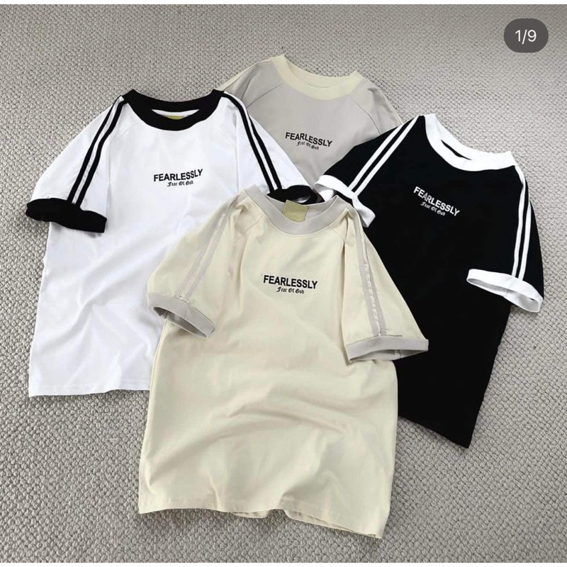 Áo Thun Form Fit FEARLESSLY. Áo Baby Tee Phối Tay Sọc Chất Cotton Co Giãn cá tính