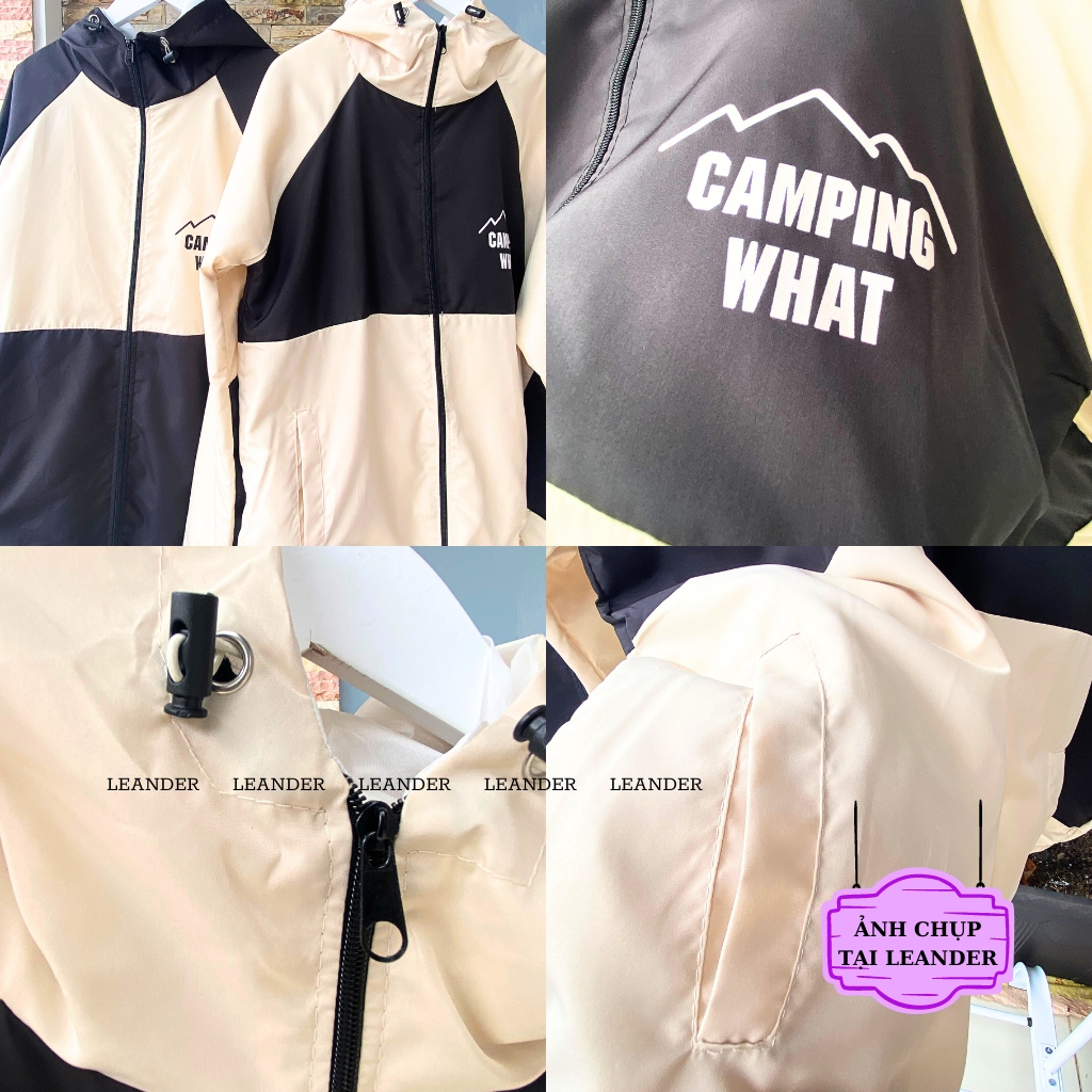 Áo khoác dù CAMPING WHAT nam nữ có mũ hình in form rộng 2 Lớp, áo khoác gió thời trang unisex_LEANDER OFFICIAL