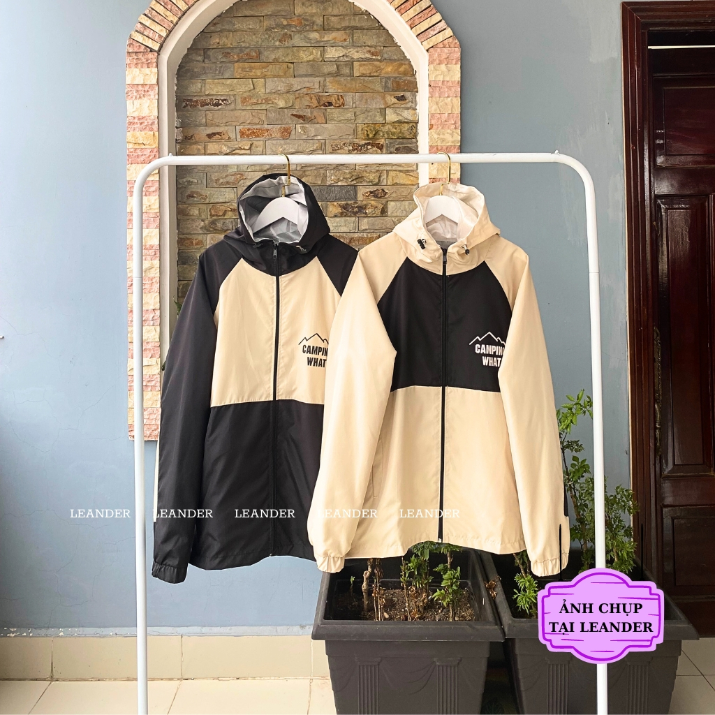 Áo khoác dù CAMPING WHAT nam nữ có mũ hình in form rộng 2 Lớp, áo khoác gió thời trang unisex_LEANDER OFFICIAL