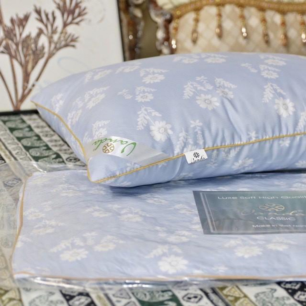 2 ruột gối hơi lõi bông gòn đàn hồi cao cấp – nhiều màu - hoa trà - hoa văn xanh size 45x60cm