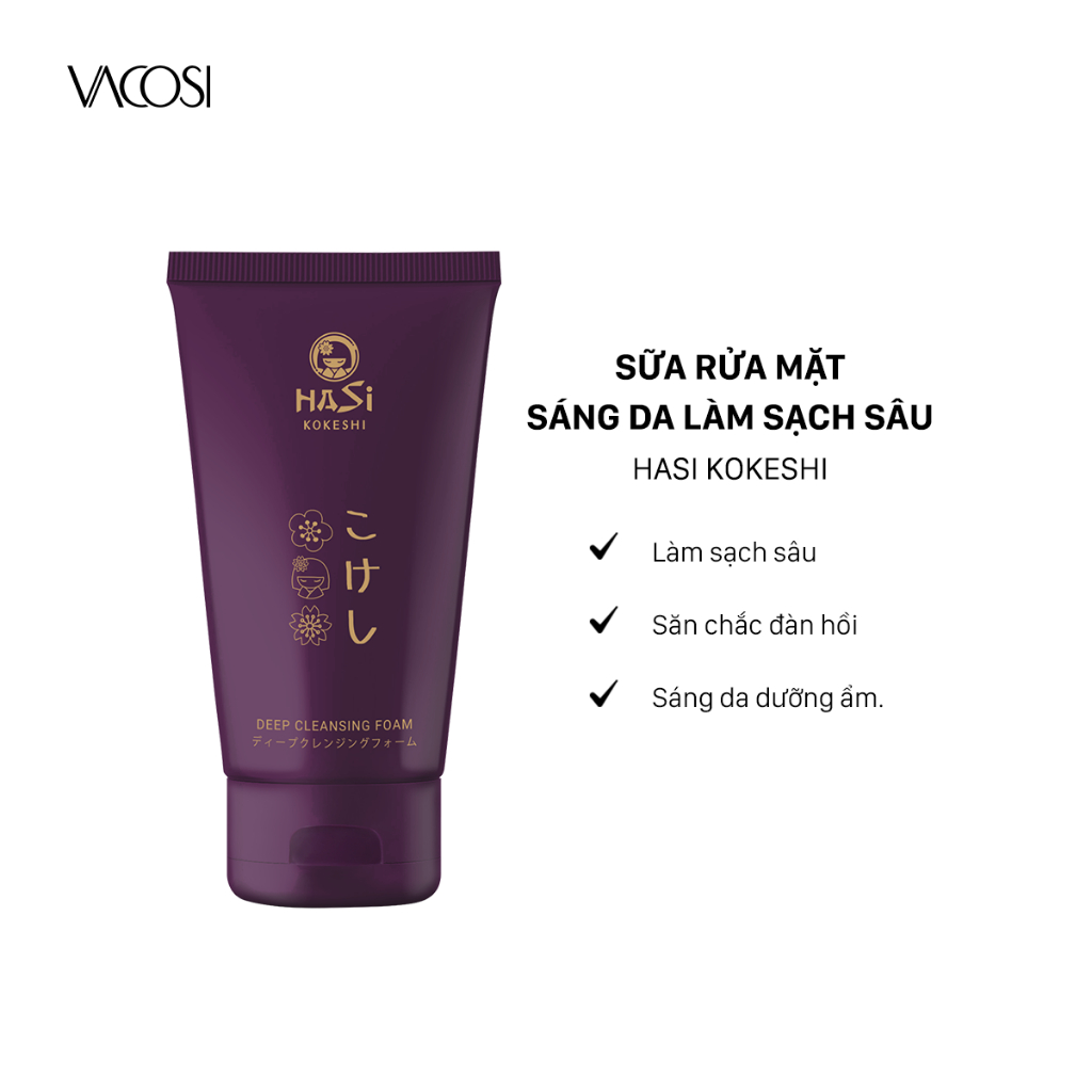 Sữa rửa mặt sáng da , làm sạch sâu 100ML HASI KOKESHI Deep Cleansing Foam