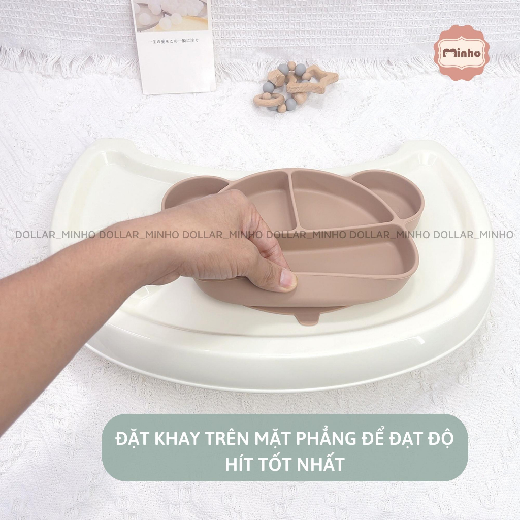 Khay ăn dặm silicone 5 ngăn GM có đế hít chống đổ chống trượt, BPA FREE an toàn  Dollar Minho KSLCM21