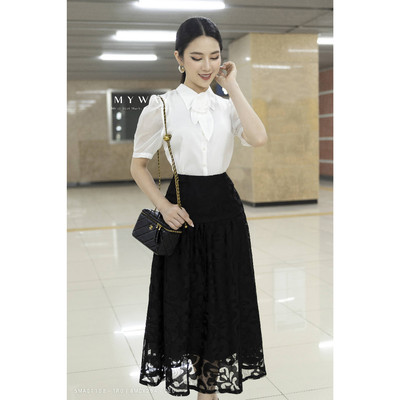 Chân Váy Xòe Ren Hoa Hai Lớp Công Sở Nữ My Way Cao Cấp 8MCX264