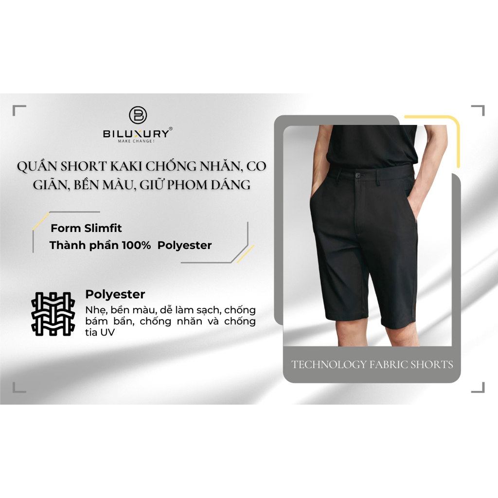 Quần Short Kaki Chống Nhăn 7QNKT001 Co Giãn, Bền Màu, Giữ Phom Dáng