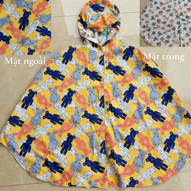 áo choàng cho bé trai/ bé gái mặc 2 mặt chùm kín chân