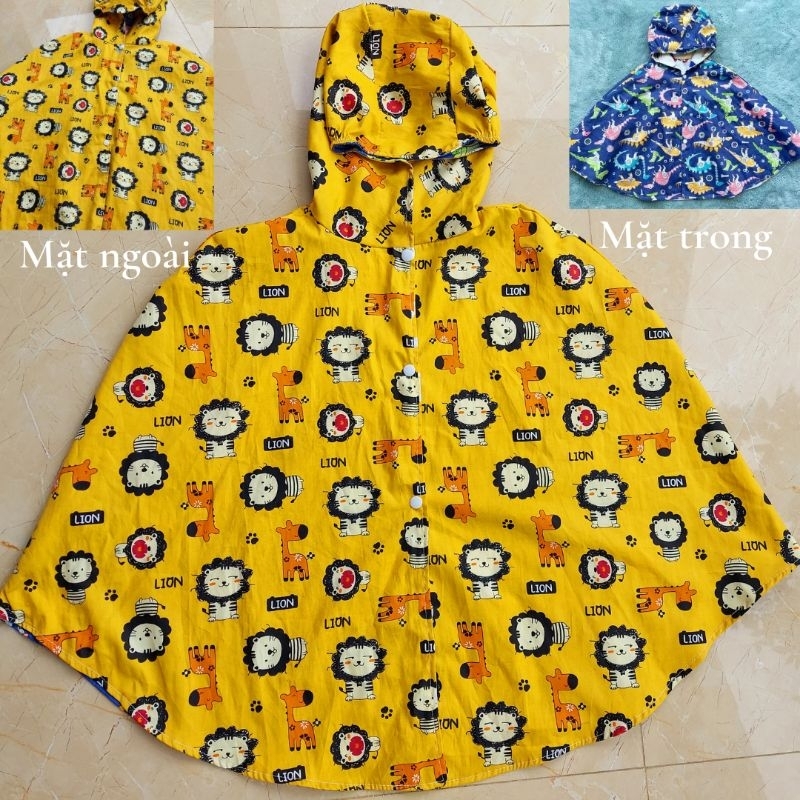 Áo choàng cho bé trai/ bé gái mặc 2 mặt chùm kín chân
