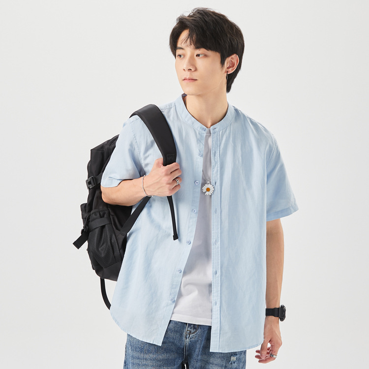 Áo Sơ Mi Cổ Tàu Ngắn Tay Cao Cấp  VICENZO  Thoáng Mát Vải Mềm Mịn. Áo Sơ Mi Nam Cổ Tàu Phá Cách | BigBuy360 - bigbuy360.vn