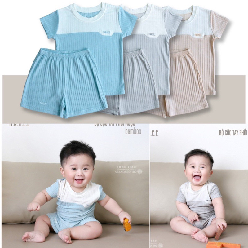 Hrnee - Bộ coc tay modal vải sồi cao cấp màu pastel cho bé trai gái ( 0-9 tháng)