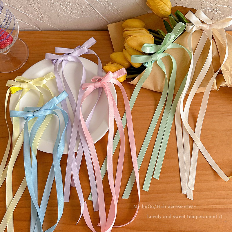 Kẹp tóc ruy băng nơ dài dễ thương hottrend hè 2023