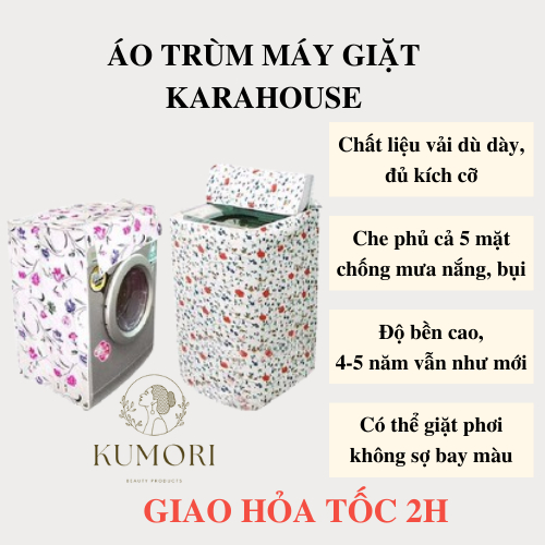 ÁO TRÙM MÁY GIẶT VẢI DÙ CAO CẤP CỬA TRÊN CỬA TRƯỚC ĐỦ KÍCH CỠ KARA HOUSE bạt phủ máy giặt 9 10 12 15 kg chống mưa nắng
