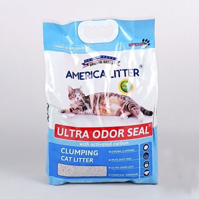 Cát vệ sinh cho mèo america litter 10l, cát mỹ sieu vón, siêu khử mùi
