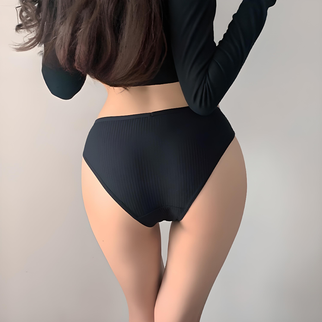 Quần lót nữ sexy - Quần chip nữ cotton gân tăm tôn dáng gợi cảm xanh xắn co dãn mềm mại Cavera L246