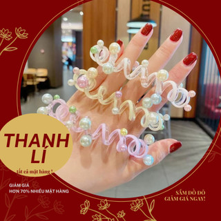 Nơ buộc tóc thun cột tóc đính hạt ngọc