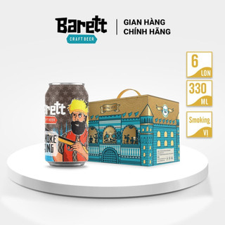 Bia thủ công barett vị smoke king set 6 lon/330ml
