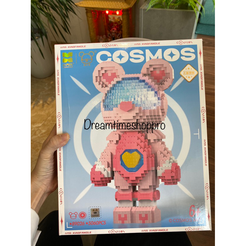 Xiaofangle gấu cosmos và khủng long 3D có hướng dẫn bằng mã trên điện thoại phù hợp với bé trai bé gái