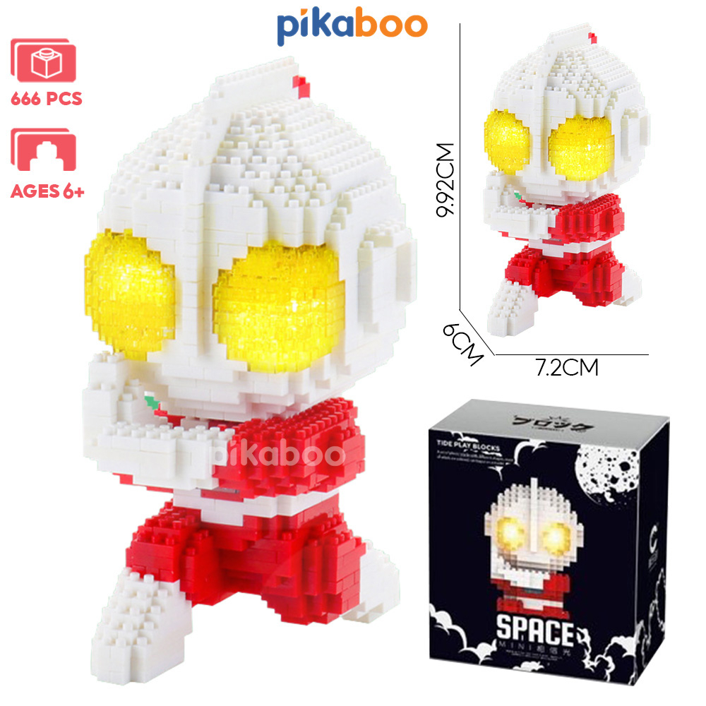 Đồ chơi lắp ráp xếp hình 3D mô hình phi hành gia vũ trụ có đèn phát sáng cao cấp Pikaboo chất liệu nhựa an toàn