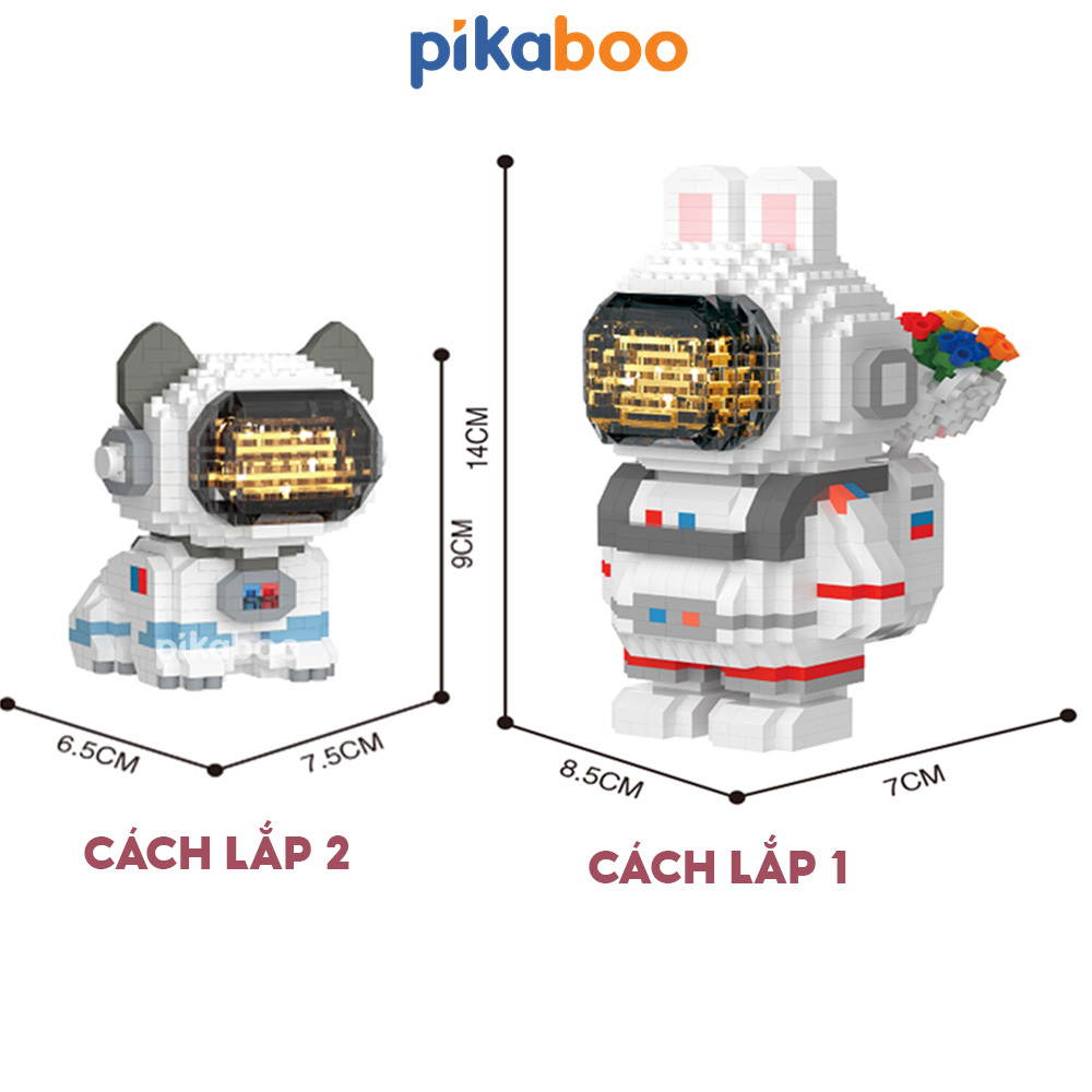 Đồ chơi lắp ráp xếp hình 3D mô hình phi hành gia vũ trụ có đèn phát sáng cao cấp Pikaboo chất liệu nhựa an toàn