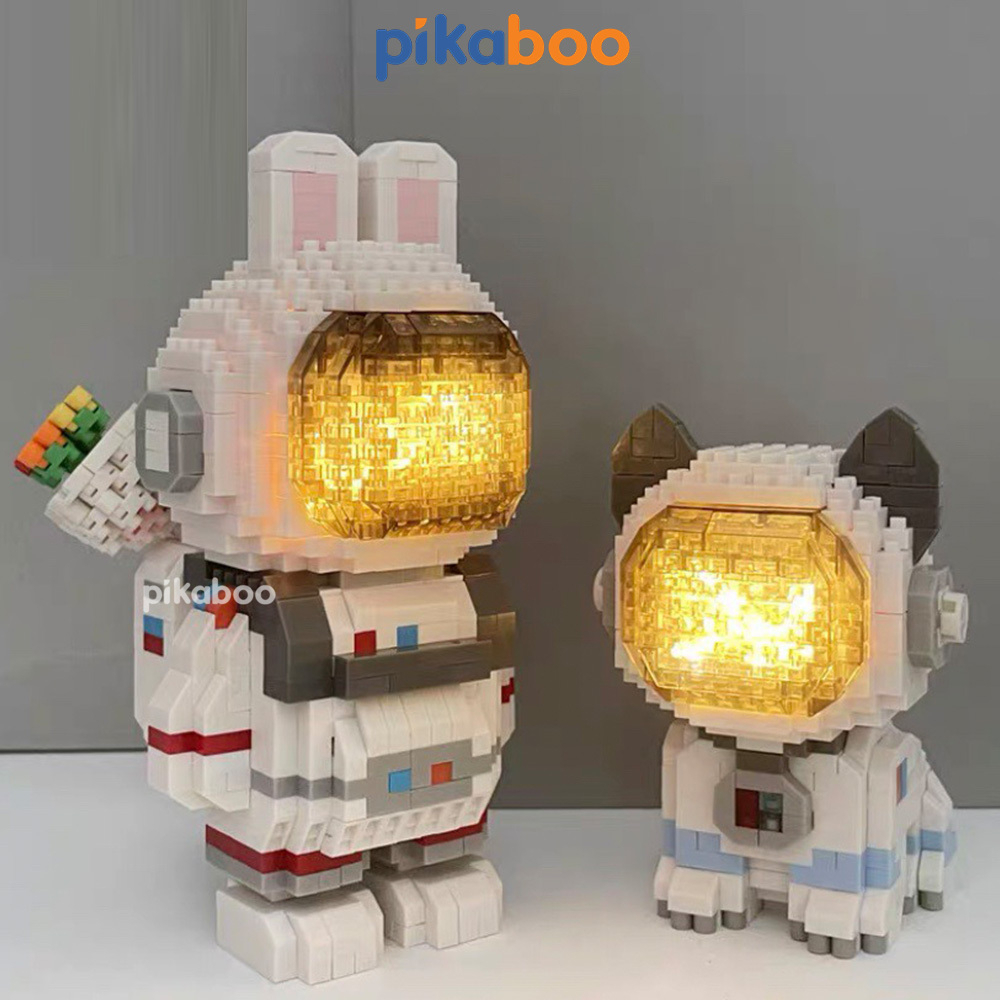 Đồ chơi lắp ráp xếp hình 3D mô hình phi hành gia vũ trụ có đèn phát sáng cao cấp Pikaboo chất liệu nhựa an toàn