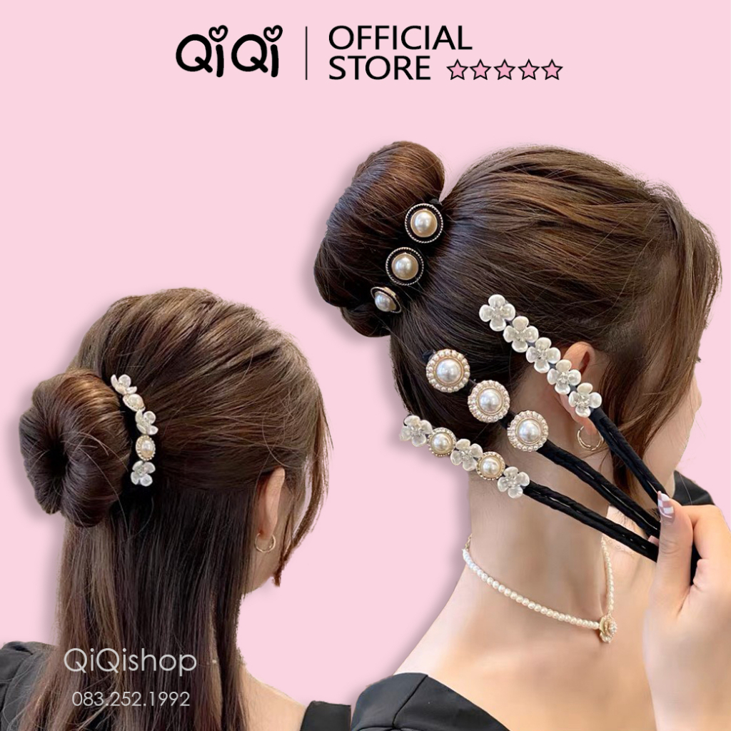 Dây buộc tóc ngọc trai giả thanh lịch trẻ trung cho nữ-Dụng cụ búi tóc hottrend
