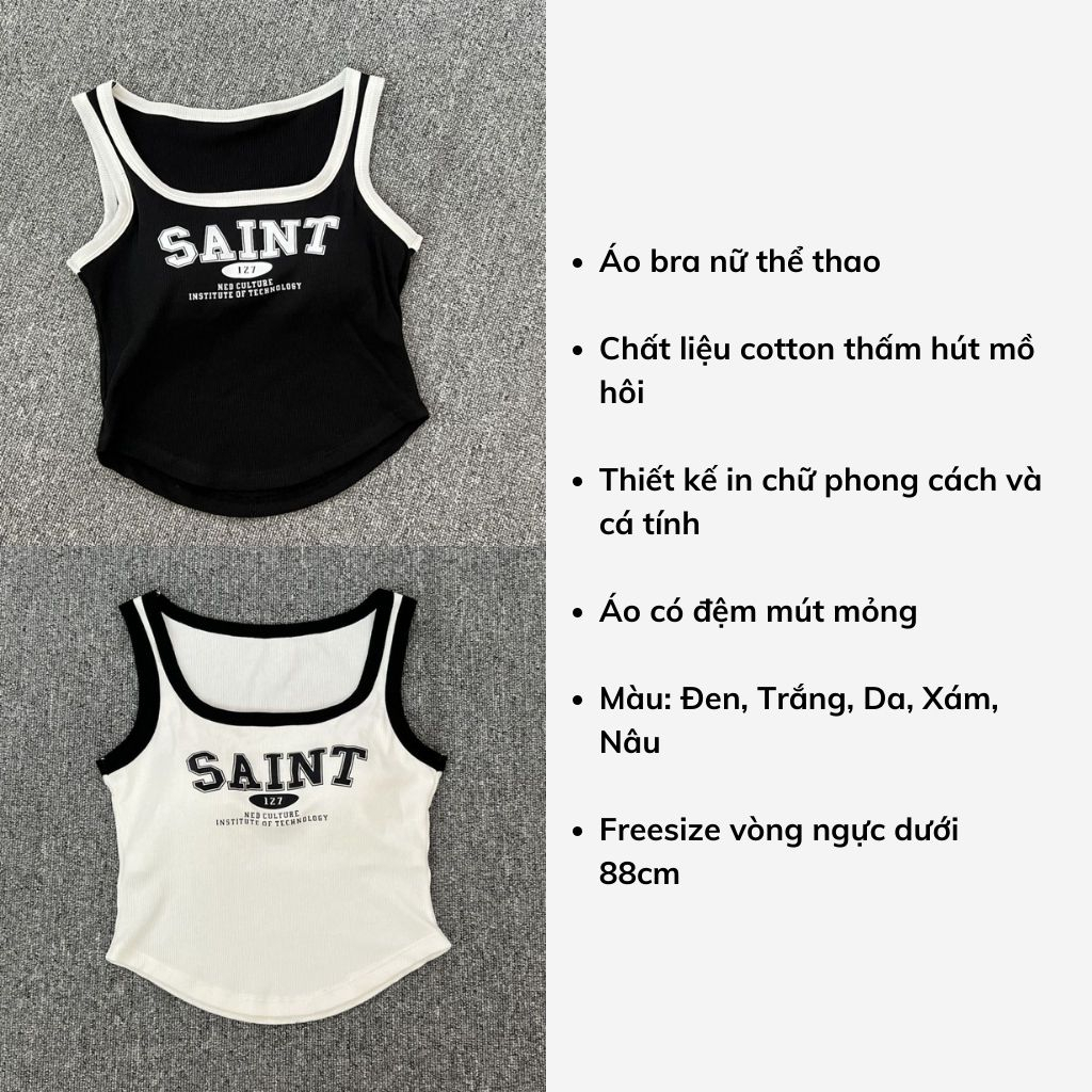 Áo bra nữ thể thao tập gym yoga in chữ gợi cảm và cá tính đệm mút mỏng mềm mại ôm ngực DEVARI B126