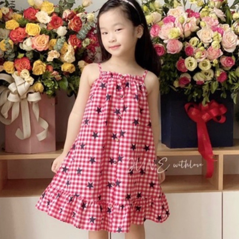 [THANH LÝ]- Váy 2 dây kẻ June size 1y-10y