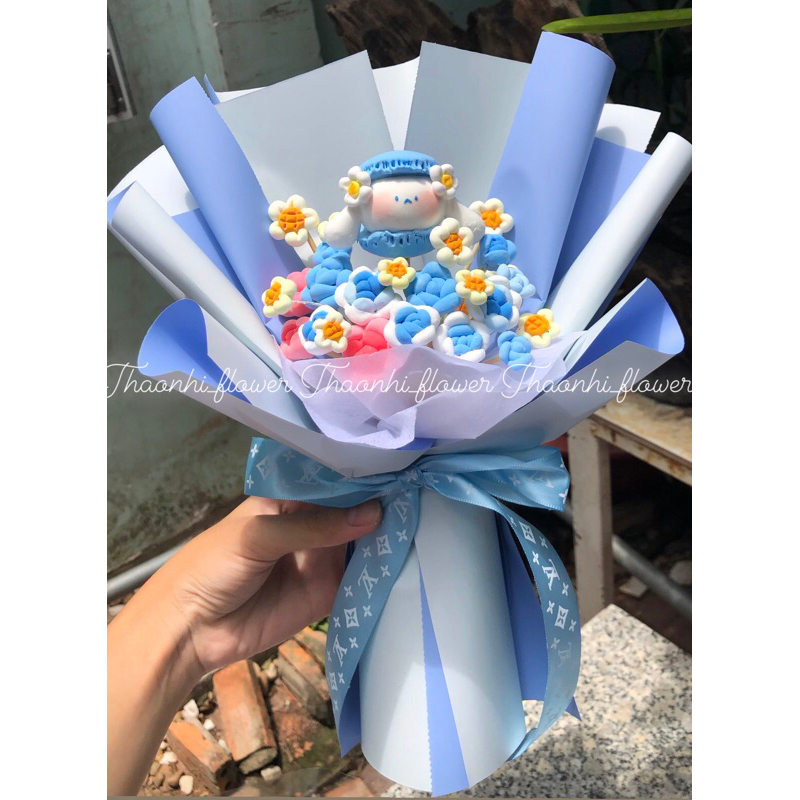 BÓ HOA ĐẤT SÉT THỎ CÀI HOA HANDMADE SIÊU ĐÁNG YÊU