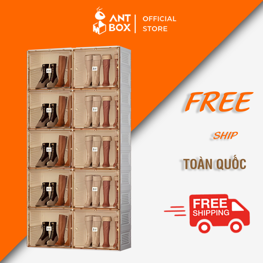 Tủ Đựng Đồ Đa Năng, Để Giày Dép, Túi Xách Antbox 10 Ngăn Gập Gọn Nhựa Abs Bảo Hành 2 Năm