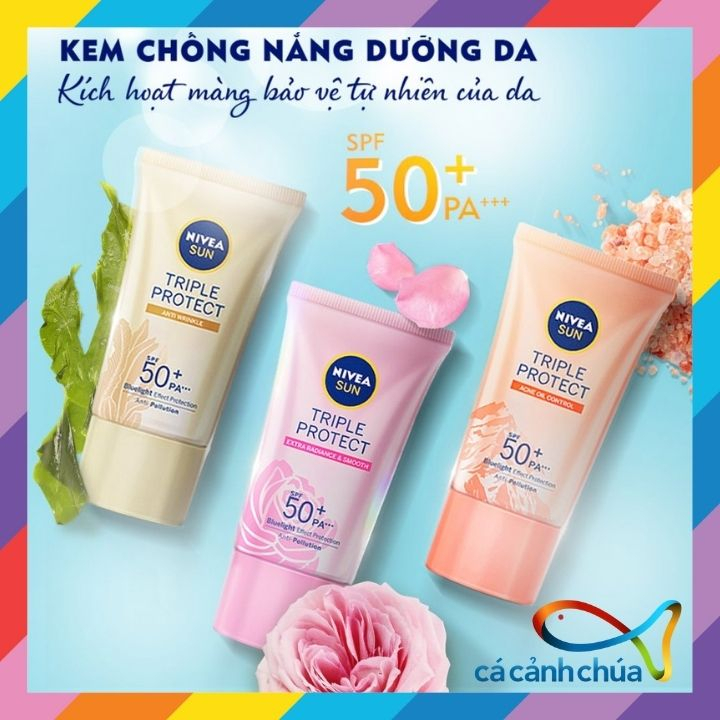 Kem Chống Nắng Nivea Sun Triple Protect SPF50+ Dưỡng Da Sáng Mịn, Chống Lão Hóa, Kiểm Soát Nhờn Mụn - Thái L